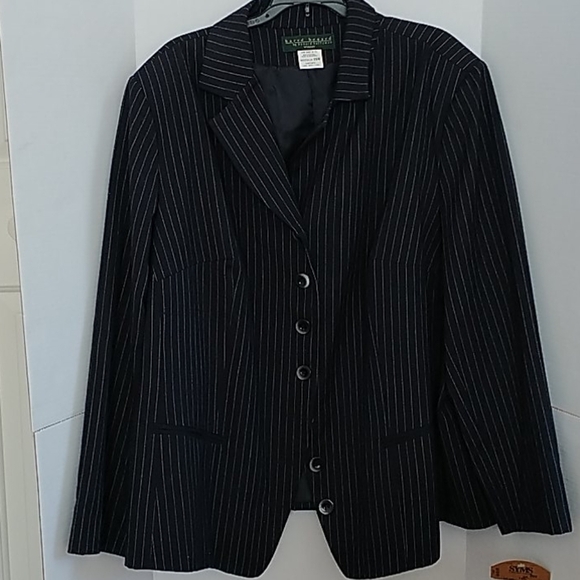 Syms Navy Pinstripe Harve Benard Blazer 26W - Picture 1 of 9